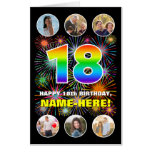 [ Thumbnail: 18th Birthday: Fun Rainbow #, Custom Name + Photos Card ]