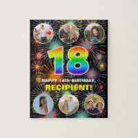18th Birthday: Fun Rainbow #, Custom Name + Photos