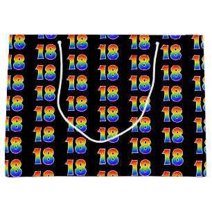 18th Birthday: Fun Rainbow Event Number 18 Pattern Large Gift Bag