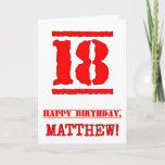 [ Thumbnail: 18th Birthday: Fun, Red Rubber Stamp Inspired Look Card ]