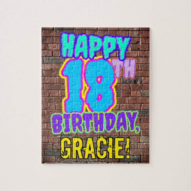 18th Birthday ~ Fun, Urban Graffiti Inspired Look Jigsaw Puzzle (Vertical)