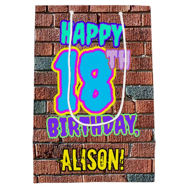 18th Birthday: Fun, Urban Graffiti Inspired Look Medium Gift Bag (Back)