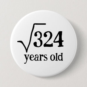 18th birthday funny eighteenth math square root button