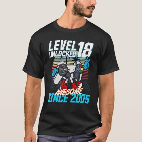 18th Birthday Gaming Level 18 Unlocked Awesome Sin T_Shirt