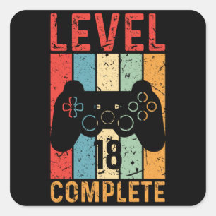 18th Birthday Gift Boys Men Level 18 2003 Square Sticker