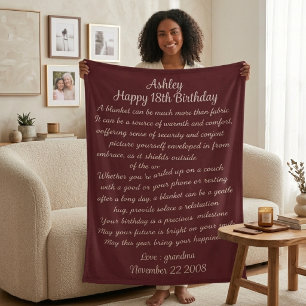 18th Birthday Gift for Granddaughter, personalized Sherpa Blanket