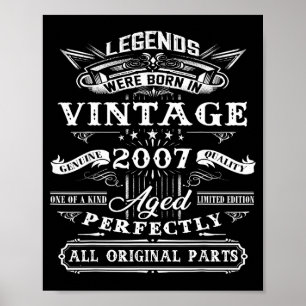 18th Birthday Gift For Vintage Legend Born 2007 18 Poster