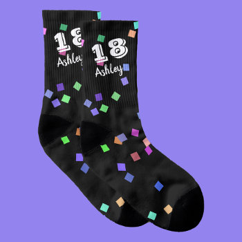 18th Birthday Gift Ideas Socks With Confetti by KathyHenis at Zazzle