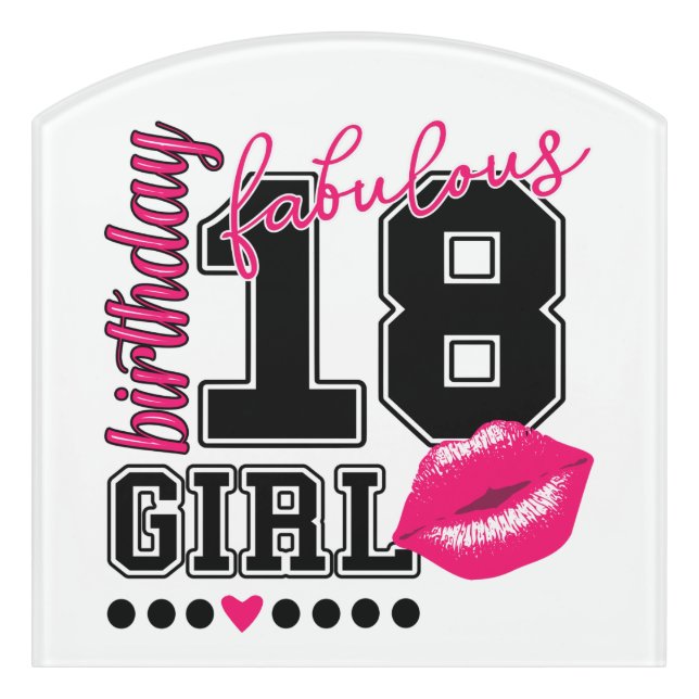 18th birthday girl, 18th birthday gift idea door sign (Contour Front)