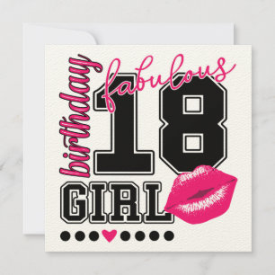 18th birthday girl Einladungs Karten, pink Kiss Invitation