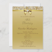 18th Birthday Gold Faux Sequins and Bow Invitation (Back)