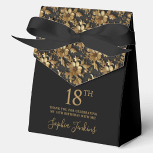 18th Birthday Gold Floral Thank You Favor Boxes