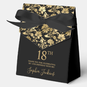18th Birthday Gold Floral Thank You  Favor Boxes
