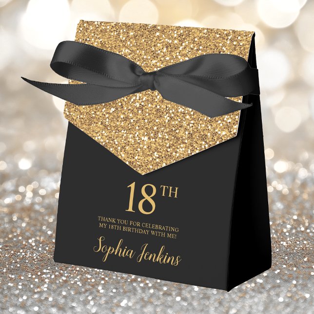 18th Birthday Gold Glitter Thank You Favor Boxes (Creator Uploaded)