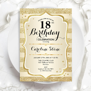 18th Birthday - Gold Invitation