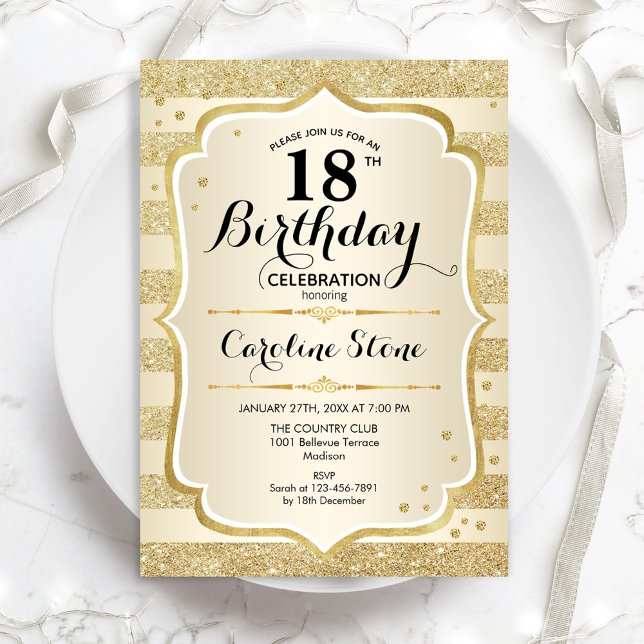 18th Birthday - Gold Invitation (Creator Uploaded)