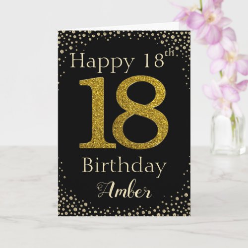 18th Birthday Golden Glitter Card