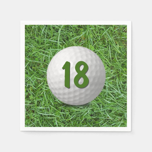 18th Birthday Golf Ball on Grass  Napkins (Front)