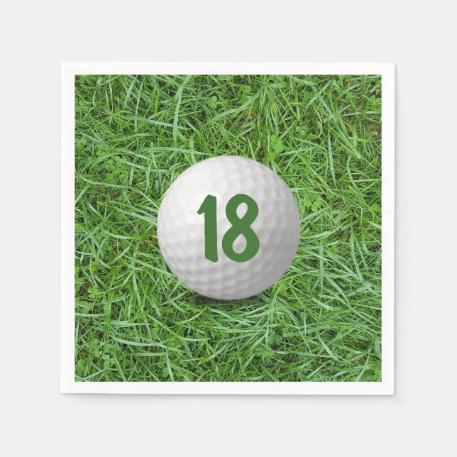 18th Birthday Golf Ball on Grass  Napkins (Front)