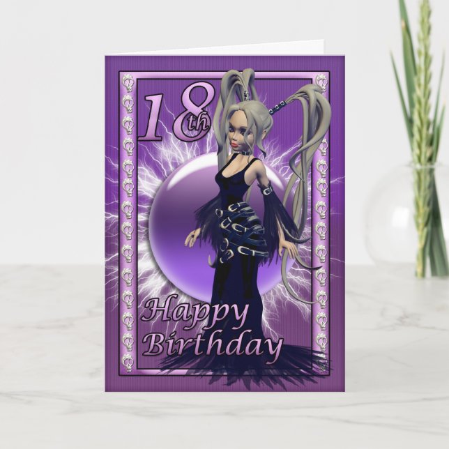 18th Birthday Gothic Doll, Happy Birthday 18 Card (Front)