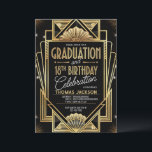 18th Birthday Graduation 1920s Black Gold Scheme Invitation<br><div class="desc">Planning a sophisticated and unique graduation and 18th birthday party? Tired of ordinary invitations? This invitation is the answer! With its Art Deco design, black and gold colors, and geometric patterns, it exudes luxury and style. Graduation and an 18th birthday are significant milestones; let this invitation reflect your impeccable taste....</div>