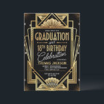 18th Birthday Graduation 1920s Black Gold Scheme Invitation<br><div class="desc">Planning a sophisticated and unique graduation and 18th birthday party? Tired of ordinary invitations? This invitation is the answer! With its Art Deco design, black and gold colors, and geometric patterns, it exudes luxury and style. Graduation and an 18th birthday are significant milestones; let this invitation reflect your impeccable taste....</div>