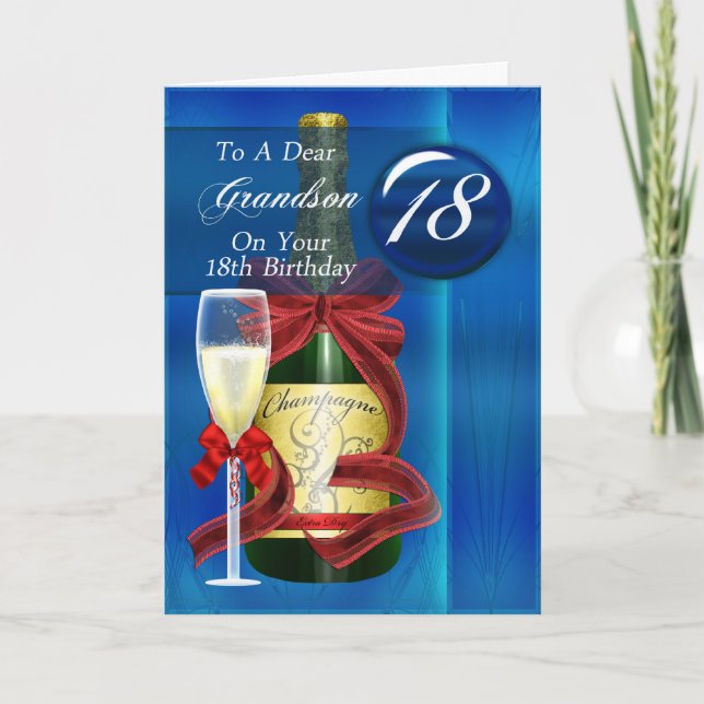 18th Birthday Grandson Modern Card (Front)
