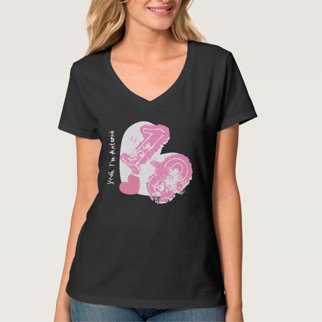 18th Birthday Grunge Number or ANY Year V12 BLACK T-Shirt (Front)