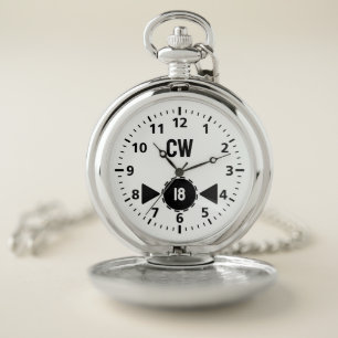 18th birthday initials age black pocket watch