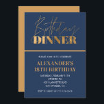 18th birthday invitation Birthday Dinner Gold Navy<br><div class="desc">18th birthday invitation Birthday Dinner Gold Navy elegant modern</div>