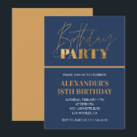 18th birthday invitation Birthday Party Gold Navy<br><div class="desc">18th birthday invitation Birthday party Gold Navy elegant modern</div>