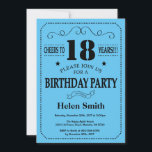 18th Birthday Invitation Black and Blue<br><div class="desc">18th Birthday Invitation Black and Blue Typography. Black and Blue Background. Adult Birthday. Male Men or Women Birthday. Kids Boy or Girl Lady Teen Teenage Bday Invite. 13th 15th 16th 18th 20th 21st 30th 40th 50th 60th 70th 80th 90th 100th. Any Age. For further customization, please click the "Customize it"...</div>