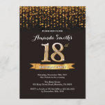 18th Birthday Invitation Black and Gold Glitter<br><div class="desc">18th Birthday Invitation. Black and Gold Glitter. Adult Birthday Party Invite. Women or Men Bday Bash. For further customization,  please click the "Customize it" button and use our design tool to modify this template.</div>