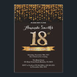 18th Birthday Invitation Black and Gold Glitter<br><div class="desc">18th Birthday Invitation. Black and Gold Glitter. Adult Birthday Party Invite. Women or Men Bday Bash. For further customization,  please click the "Customize it" button and use our design tool to modify this template.</div>