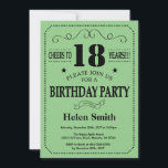 18th Birthday Invitation Black and Green<br><div class="desc">18th Birthday Invitation Black and Green Typography. Black and Green Background. Adult Birthday. Male Men or Women Birthday. Kids Boy or Girl Lady Teen Teenage Bday Invite. 13th 15th 16th 18th 20th 21st 30th 40th 50th 60th 70th 80th 90th 100th. Any Age. For further customization, please click the "Customize it"...</div>