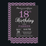 18th Birthday Invitation Black and Purple<br><div class="desc">18th Birthday Invitation with Black and Purple Chevron. Black and White. Adult Birthday. Man or Women Bday Invite. For further customization,  please click the "Customize it" button and use our design tool to modify this template.</div>