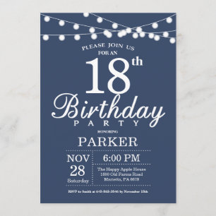 18th Birthday Invitation Blue