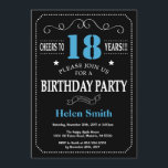 18th Birthday Invitation Blue and Black Chalkboard<br><div class="desc">18th Birthday Invitation Blue and Black Typography. Chalkboard. Black and White Background. Adult Birthday. Male Men or Women Birthday. Kids Boy or Girl Lady Teen Teenage Bday Invite. 13th 15th 16th 18th 20th 21st 30th 40th 50th 60th 70th 80th 90th 100th. Any Age. For further customization, please click the "Customize...</div>