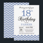 18th Birthday Invitation Blue Chevron<br><div class="desc">18th Birthday Invitation with Blue Chevron. Black and White. Adult Birthday. Man or Women Bday Invite. For further customization,  please click the "Customize it" button and use our design tool to modify this template.</div>