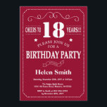 18th Birthday Invitation Burgundy Red and White<br><div class="desc">18th Birthday Invitation Burgundy Red and White Typography. Burgundy Red and White Background. Adult Birthday. Male Men or Women Birthday. Kids Boy or Girl Lady Teen Teenage Bday Invite. 13th 15th 16th 18th 20th 21st 30th 40th 50th 60th 70th 80th 90th 100th. Any Age. For further customization, please click the...</div>