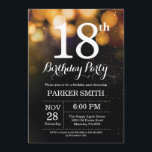 18th Birthday Invitation Gold Glitter<br><div class="desc">18th Birthday Invitation with Gold String Lights with Gold Glitter Background. Gold Birthday. Adult Birthday. Men or Women Bday Invite. 13th 15th 16th 18th 20th 21st 30th 40th 50th 60th 70th 80th 90th 100th, Any age. For further customization, please click the "Customize it" button and use our design tool to...</div>