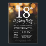 18th Birthday Invitation Gold Glitter<br><div class="desc">18th Birthday Invitation with Gold String Lights with Gold Glitter Background. Gold Birthday. Adult Birthday. Men or Women Bday Invite. 13th 15th 16th 18th 20th 21st 30th 40th 50th 60th 70th 80th 90th 100th, Any age. For further customization, please click the "Customize it" button and use our design tool to...</div>