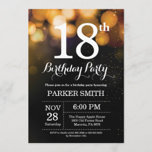 18th Birthday Invitation Gold Glitter