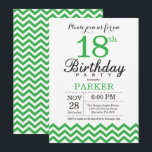 18th Birthday Invitation Green Chevron<br><div class="desc">18th Birthday Invitation with Green Chevron. Black and White. Adult Birthday. Man or Women Bday Invite. For further customization,  please click the "Customize it" button and use our design tool to modify this template.</div>