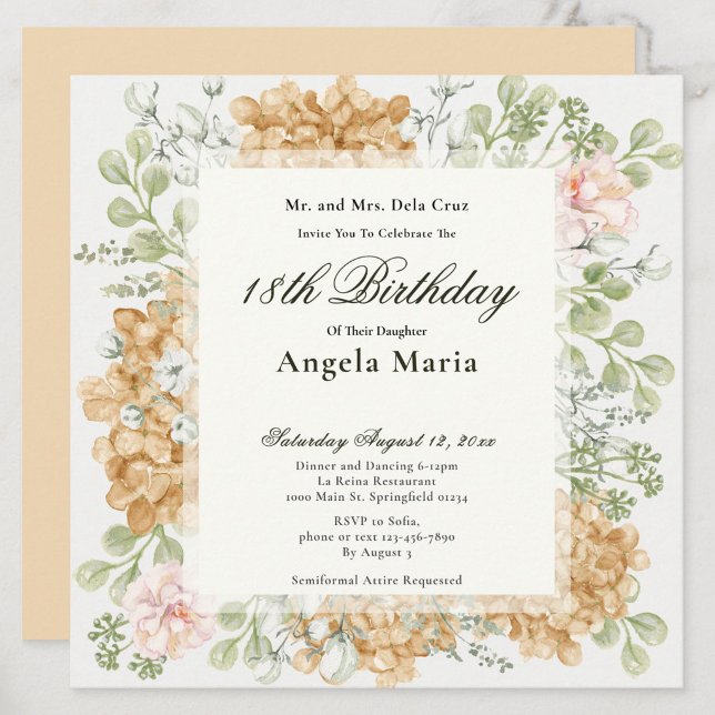 18th Birthday Invitation in Elegant Autumn Colors (Creator Uploaded)