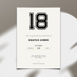 18th Birthday Invitation - Minimal Sport Style<br><div class="desc">Celebrate your special day with our elegant 18th birthday invitation - minimalistic sport style. Perfect for your party celebration,  this modern black and white invite will impress your guests with its minimal,  elegant and simple design with bold typography.</div>