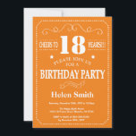 18th Birthday Invitation Orange and White<br><div class="desc">18th Birthday Invitation Orange and White Typography. Orange and White Background. Adult Birthday. Male Men or Women Birthday. Kids Boy or Girl Lady Teen Teenage Bday Invite. 13th 15th 16th 18th 20th 21st 30th 40th 50th 60th 70th 80th 90th 100th. Any Age. For further customization, please click the "Customize it"...</div>