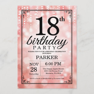 18th Birthday Invitation Pink Glitter