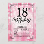 18th Birthday Invitation Pink Glitter<br><div class="desc">18th Birthday Invitation with Pink String Lights with Pink Glitter Background. Pink Birthday. Adult Birthday. Men or Women Bday Invite. 13th 15th 16th 18th 20th 21st 30th 40th 50th 60th 70th 80th 90th 100th, Any age. For further customization, please click the "Customize it" button and use our design tool to...</div>