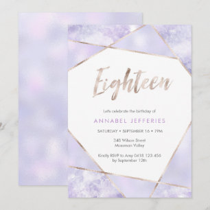 18th Birthday Invitation purple and gold